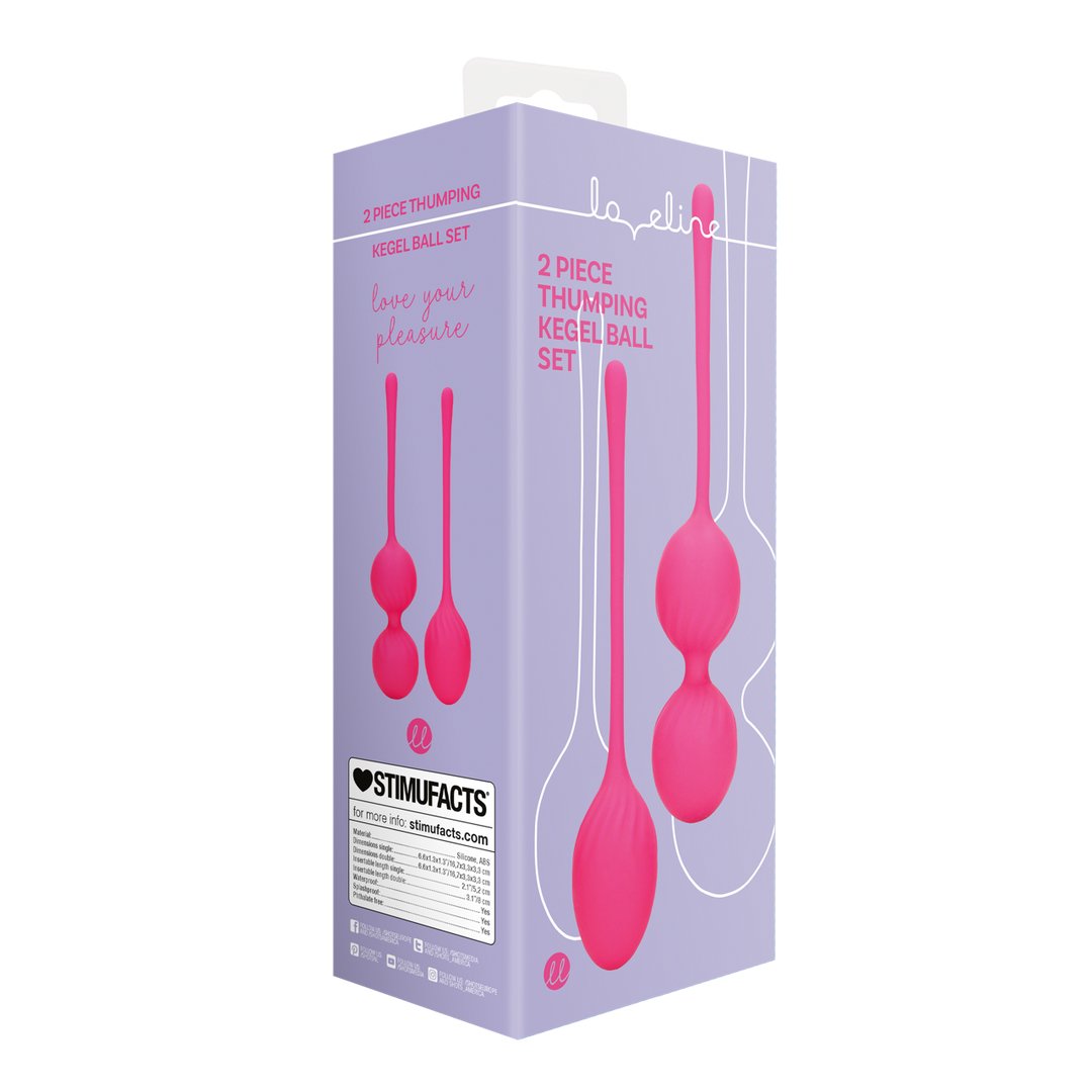 2 Piece Thumping Kegel Ball Set - Wild Strawberry - EroticToyzProducten,Toys,Sexuele Training,Vaginale ballen Ben Wa - ballen,,VrouwelijkLoveline by Shots