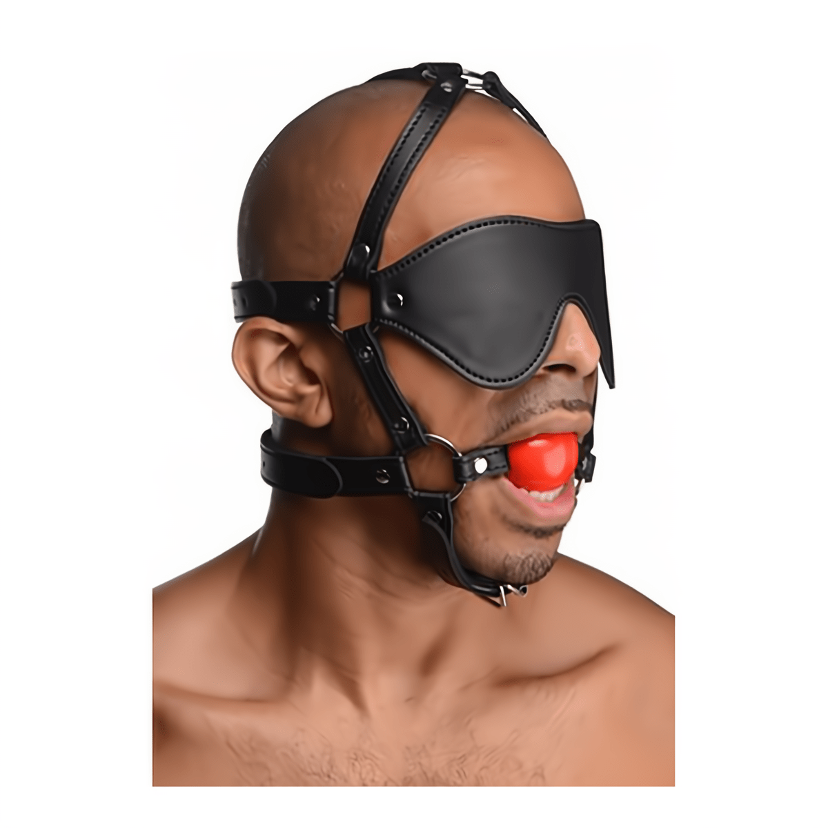 Blinddoek Harnas Met Bal Gag - Zwart/Rood - Pleasureplay GezichtsmaskerXR Brands