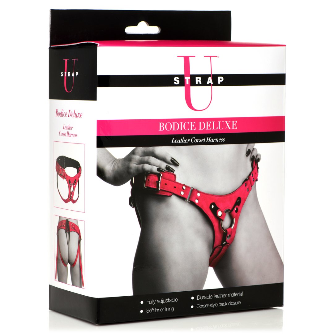 Lederen Korset Harnas - Roze - Pleasureplay Voorbinddildo'sXR Brands