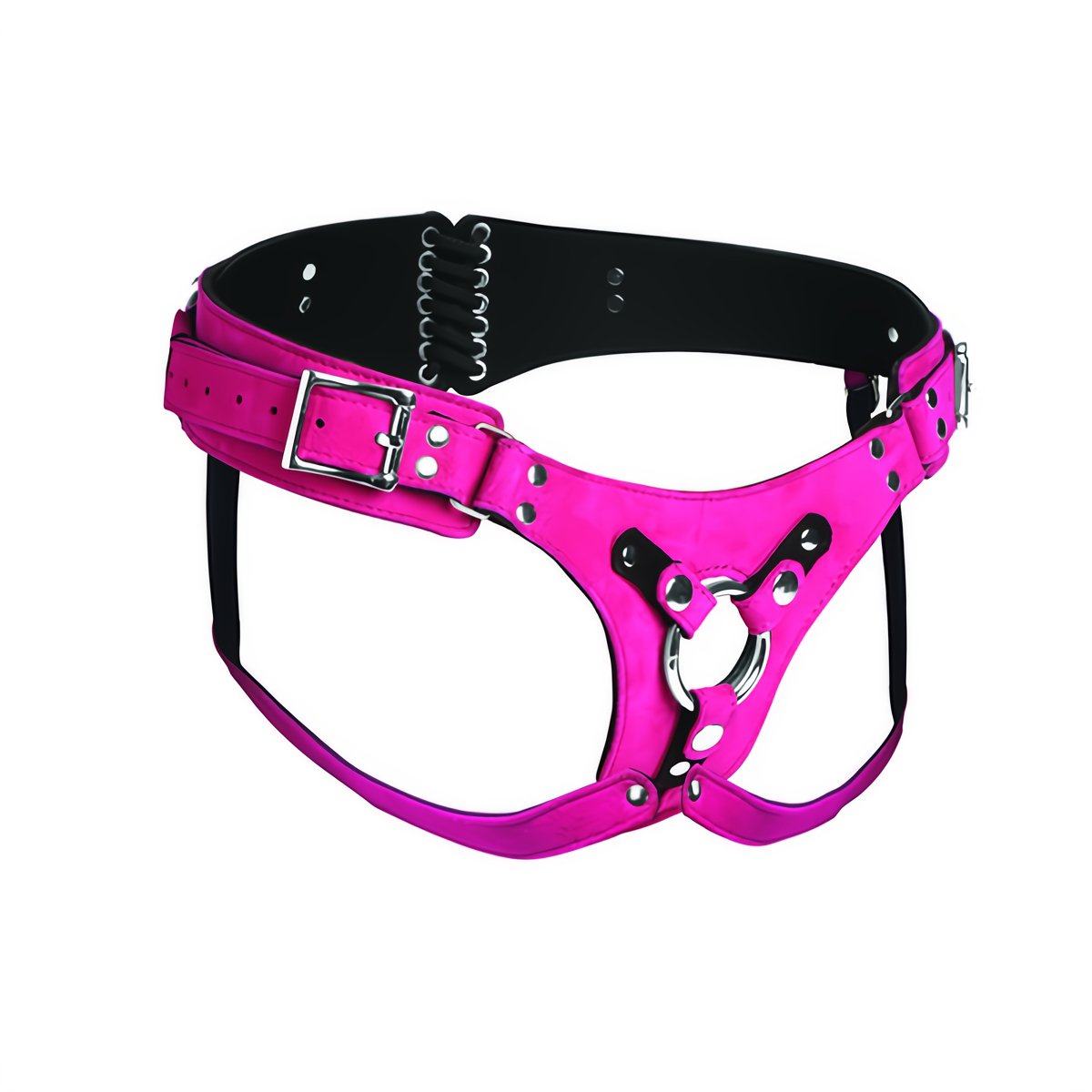 Lederen Korset Harnas - Roze - Pleasureplay Voorbinddildo'sXR Brands