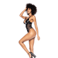 Bodysuit - Vinyl Met Visnetdetails en Verstelbare Riemen - Zwart - Pleasureplay Bodysuits TeddiesMapalé