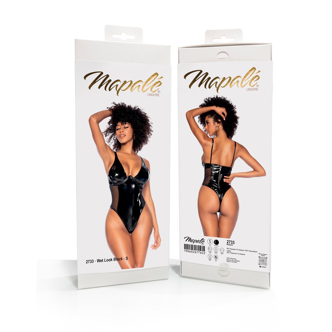 Bodysuit - Vinyl Wetlook Zwart - EroticToyzBodysuits TeddiesMapalé