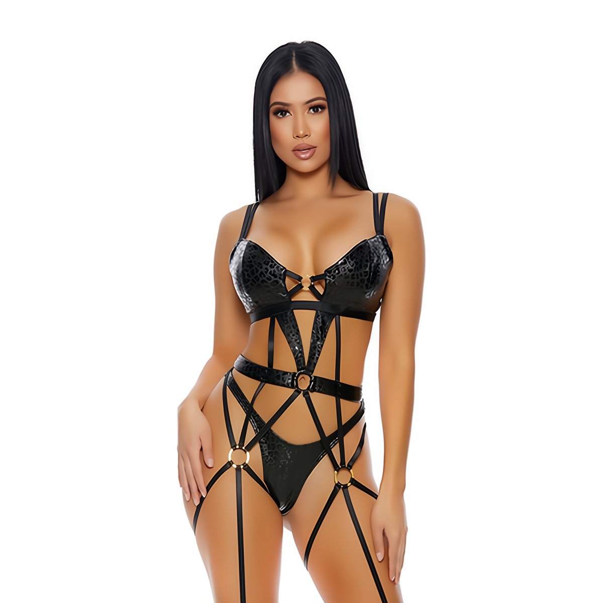 BoxSexy Cheetah Faux Leren Bustier Set - Large - EroticToyz3 - Delige SetForplay