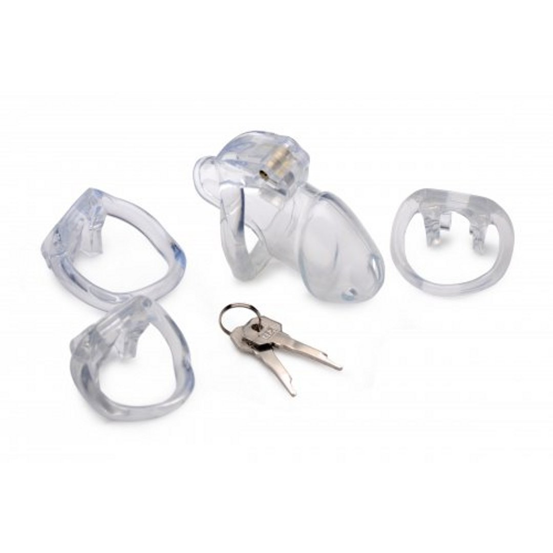 Clear Captor Kuisheidscockring Met Sleutels - Transparant, Medium - EroticToyzPeniskooien en KuisheidsapparatenXR Brands