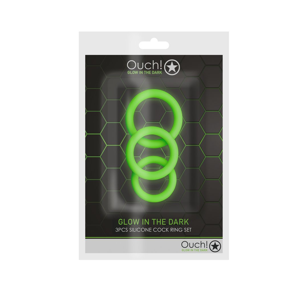 Cockring Set - Glow in the Dark - 3 Pieces - EroticToyzProducten,Toys,Toys voor Mannen,Cockringen,,MannelijkOuch! by Shots