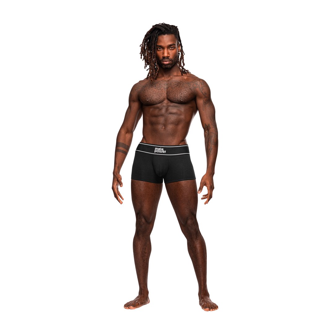 Comfortabele Pouch Short - L - Zwart - Male Power Modal Rib - collectie - EroticToyzProducten,Lingerie,Lingerie voor Hem,Boxershorts,,MannelijkMale Power