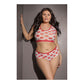 Crop Top en Shorts Set - Lip Print, Plus Size, Wit - Pleasureplay Queen sizeCoquette