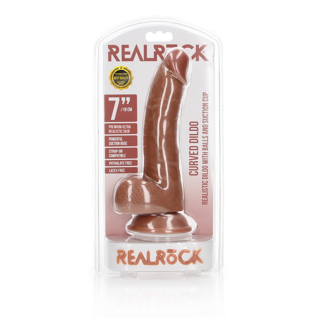 Curved Realistic Dildo with Balls and Suction Cup - 18 cm - EroticToyzProducten,Toys,Dildos,Realistische Dildo's,,GeslachtsneutraalRealRock by Shots