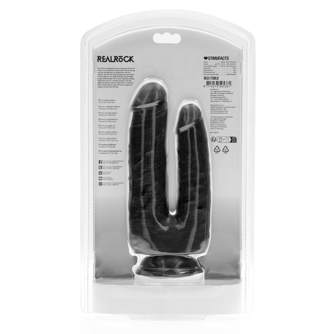 'Double Trouble Dubbele Dildo 12,7/15,2 cm - Zwart' - EroticToyzDubbele Dildo'sRealRock by Shots