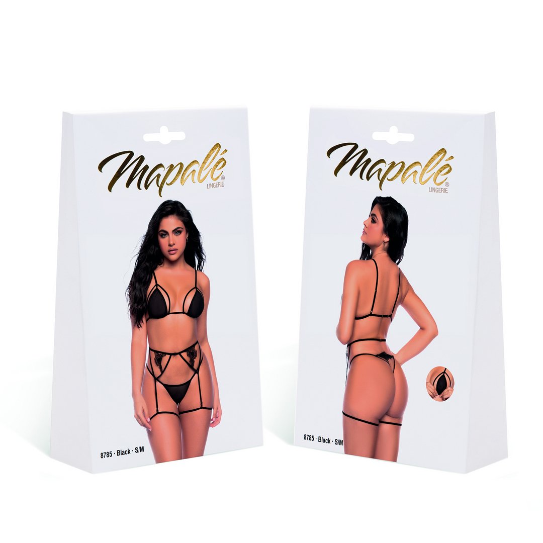 Driedelige Lingerieset met Verstelbare Riemen - L/XL - Zwart - EroticToyz3 - Delige SetMapalé