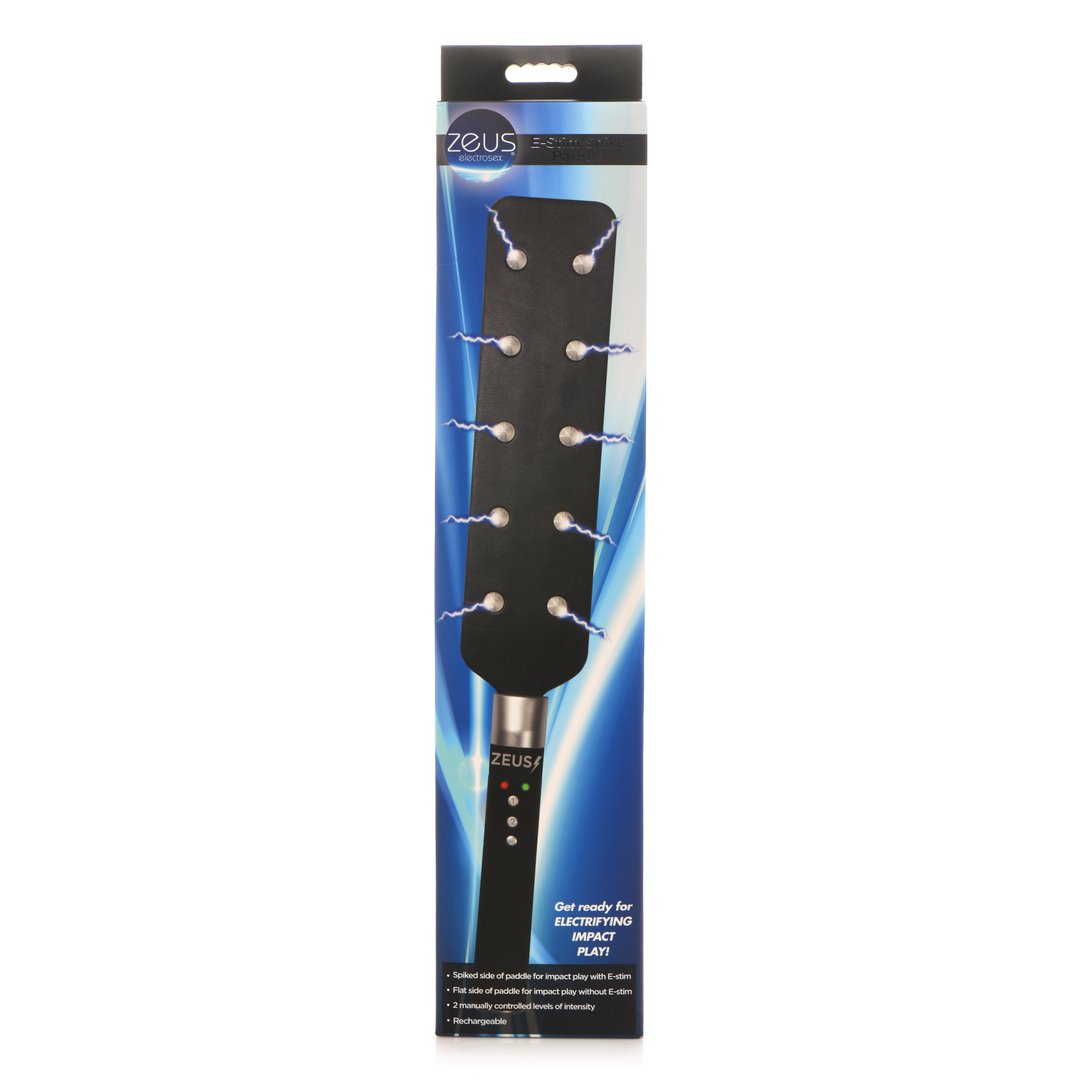 E - Stim Spiked Paddle - Black - EroticToyzProducten,Toys,Toys met Electrostimulatie,Fetisch,Fetish,Slaan en Plagen,Peddels,Nieuwe Producten,,GeslachtsneutraalXR Brands