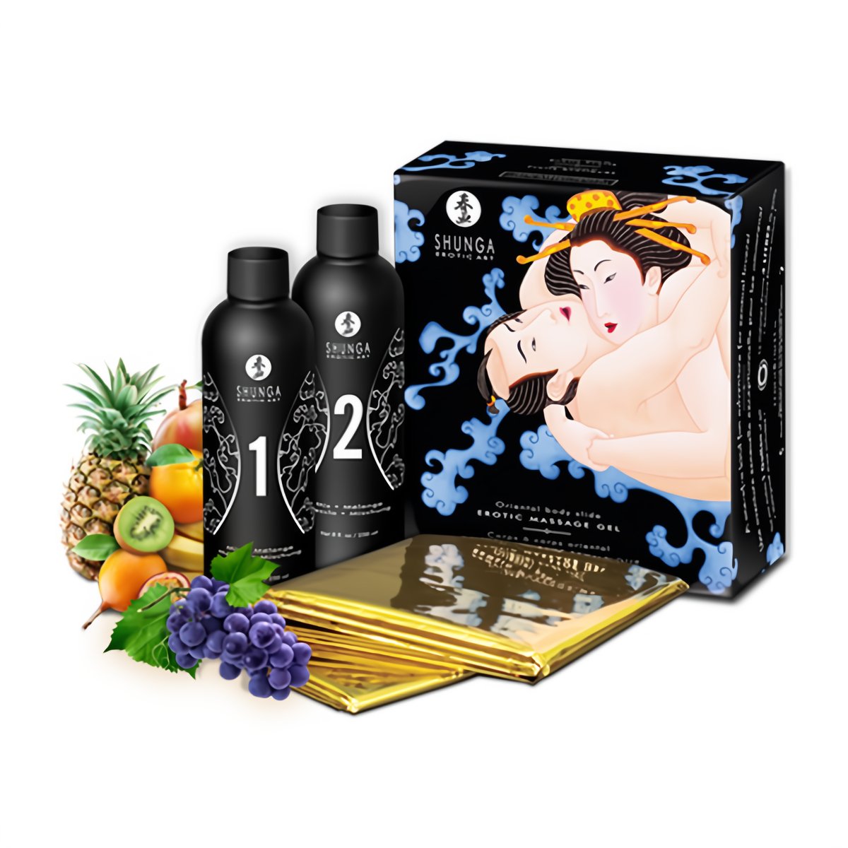 'Exotic Fruits Body - to - Body Massage Gel 450 ml - Set van 2 Stuks' - EroticToyzMassage OliënShunga