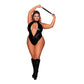 Halter Teddy Met Verwijderbare Flogger - Plus Size - Zwart - Pleasureplay Queen sizeDreamgirl