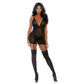 Feline Frisky Chemise Set met Kousenbanden en Panty - XL - EroticToyz2 - Delige SetForplay