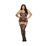 Fishnet Garter Dress - Plus Size - Black - EroticToyzProducten,Lingerie,Lingerie voor Haar,Bodystockings,Queen size,,VrouwelijkDreamgirl