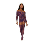 Garter Dress Diamond - One Size - Aubergine - EroticToyzProducten,Lingerie,Lingerie voor Haar,Jurkjes,,VrouwelijkDreamgirl