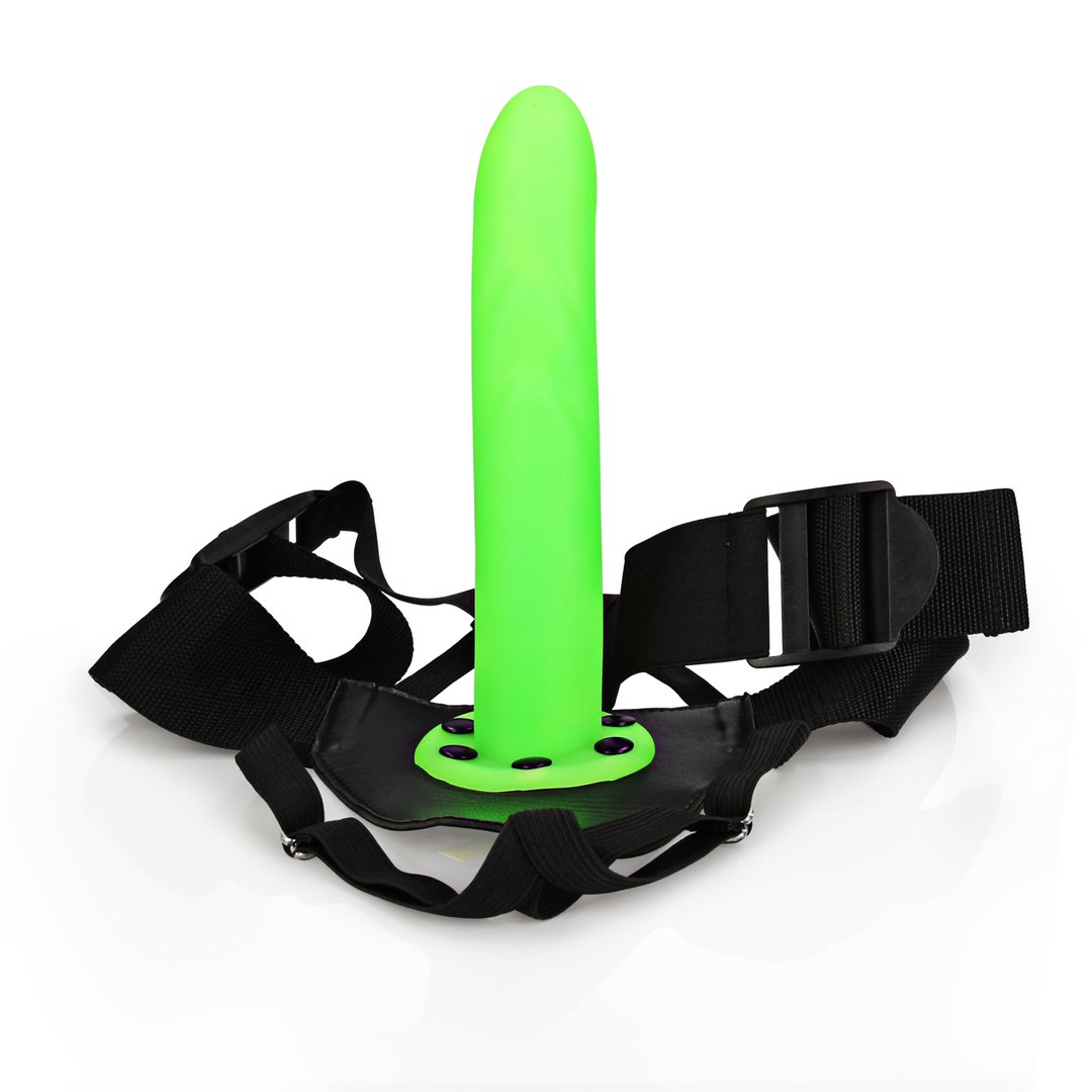 Glow in the Dark Textured Curved Hollow Strap - 20 cm - EroticToyzProducten,Toys,Toys voor Koppels,Voorbinddildo's,Dildos,Voorbinddildo's,Hol,,GeslachtsneutraalOuch! by Shots