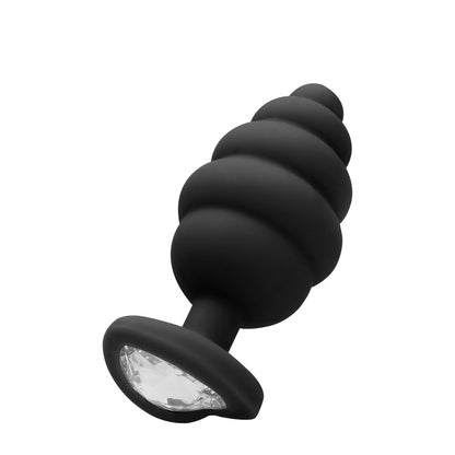 Grote Geribbelde Buttplug met Diamanten Hartje - Luxe Siliconen - EroticToyzProducten,Toys,Anaal Toys,Buttplugs Anale Dildo's,Buttplugs Anale Dildo's Niet Vibrerend,,Ouch! by Shots