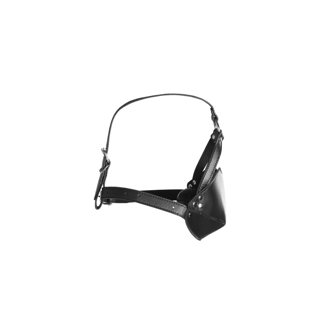 Head Harness with Mouth Cover and Breathable Ball Gag - Black - EroticToyzProducten,Toys,Fetish,Gags,Maskers,Gezichtsmasker,,Ouch! by Shots