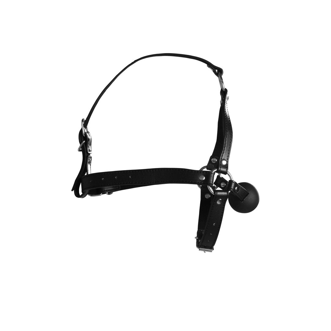 Head Harness with Solid Ball Gag - Black - EroticToyzProducten,Toys,Fetish,Gags,Maskers,Gezichtsmasker,,Ouch! by Shots