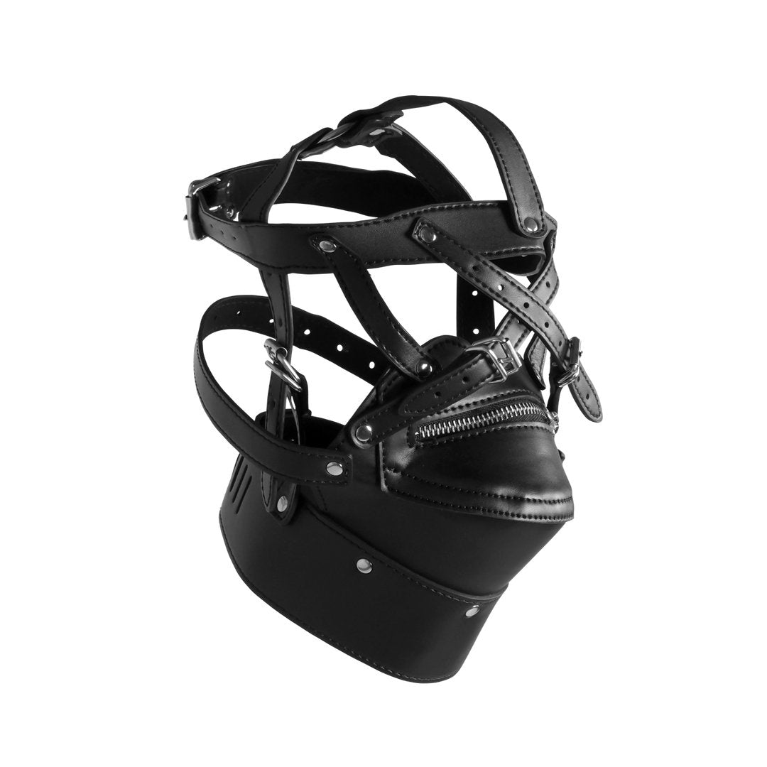 Head Harness with Zip - up Mouth and Lock - Black - EroticToyzProducten,Toys,Fetish,Maskers,Gezichtsmasker,,Ouch! by Shots