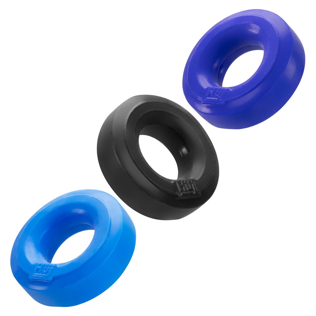 'Huj3 Cock Ring Set - 3 stuks - Tar, Cobalt, Aqua' - EroticToyzCockringenHunkyjunk