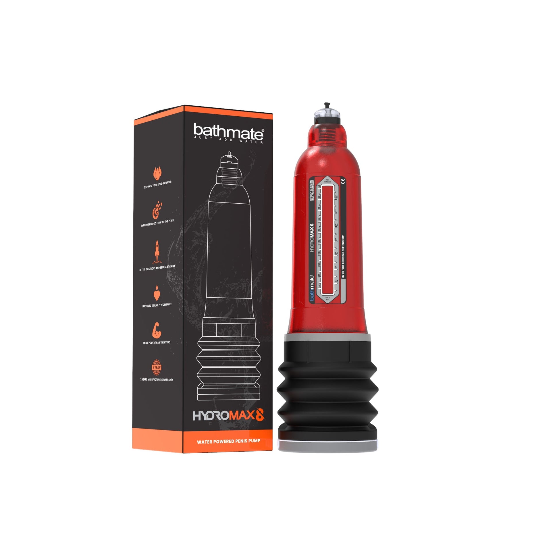 HydroMax8 Watertechnologie Penis Pomp - Rood - EroticToyzHandmatige PompenBathmate