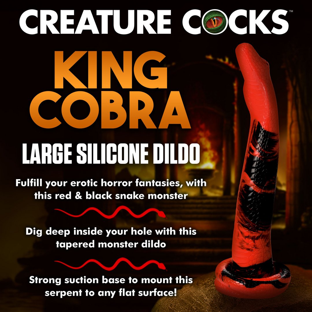 King Cobra Dildo 36 cm – Rood/Zwart – Met Zuignap - EroticToyzNiet - Fallische Dildo'sXR Brands