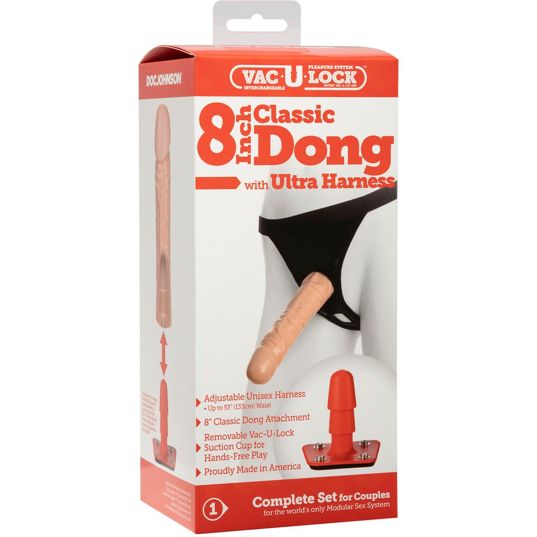 Klassieke dildo met Ultra harnas - 20 cm - Vanille - EroticToyzProducten,Toys,Dildos,Voorbinddildo's,,GeslachtsneutraalDoc Johnson