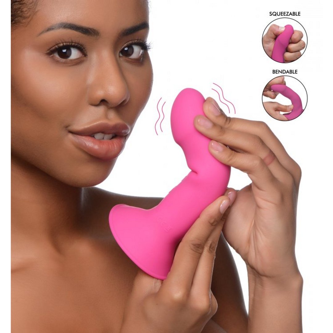 Knijpbare Trillende Dildo - Siliconen, Oplaadbaar, 10 Trillingsfuncties, Harnascompatibel - EroticToyzProducten,Toys,Vibrators,Strap On Vibrators,Strap On Vibrators,,XR Brands