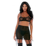 Lingerie Rok Set met O - ring Detail - XL - EroticToyzProducten,Lingerie,Lingerie voor Haar,3 - Delige Set,Outlet,,VrouwelijkForplay