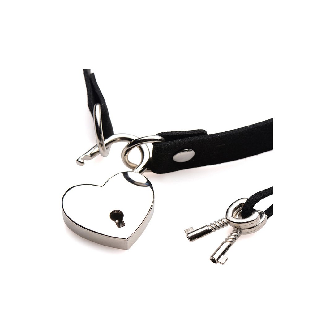 LockIt Choker met Romantisch Hartslot en Sleutel - Zwart - EroticToyzRiem HalsbandenXR Brands