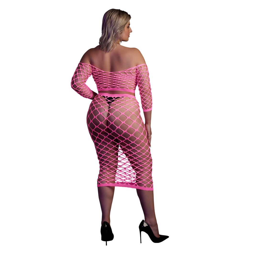 Long Sleeve Crop Top and Long Skirt - EroticToyzProducten,Lingerie,Lingerie voor Haar,2 - Delige Set,,Ouch! by Shots