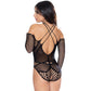 Long Sleeve Teddy - One Size - Zwart - Pleasureplay Bodysuits TeddiesMagic Silk
