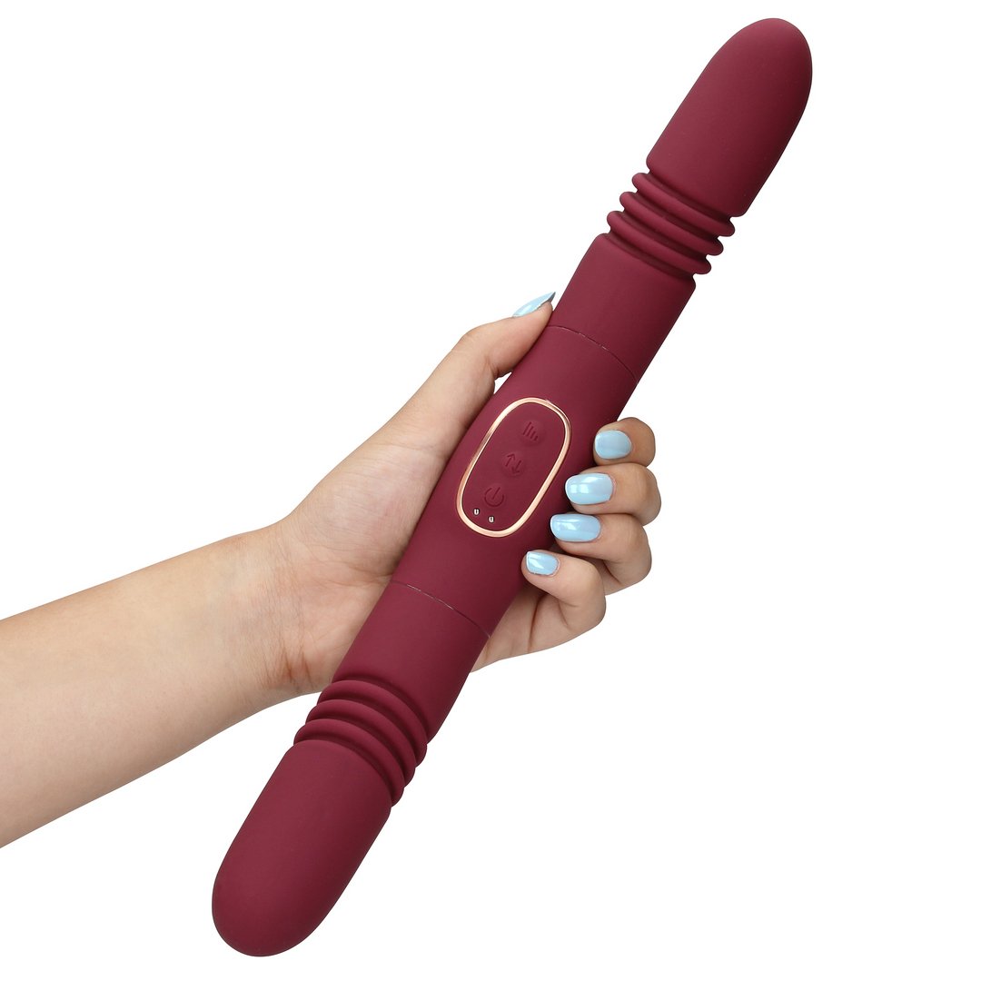 Loveline Dubbelzijdige Oplaadbare Thrusting Vibrator - Roze - EroticToyzThrusting VibratorsLoveline by Shots