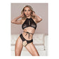 Peekaboo Top en Open Panty Set - Zwart Mesh - Pleasureplay Strings en SlipjesAllure