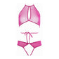 Peekaboo Haltertop en Open Panty Set - Hot Pink - Pleasureplay Strings en SlipjesAllure