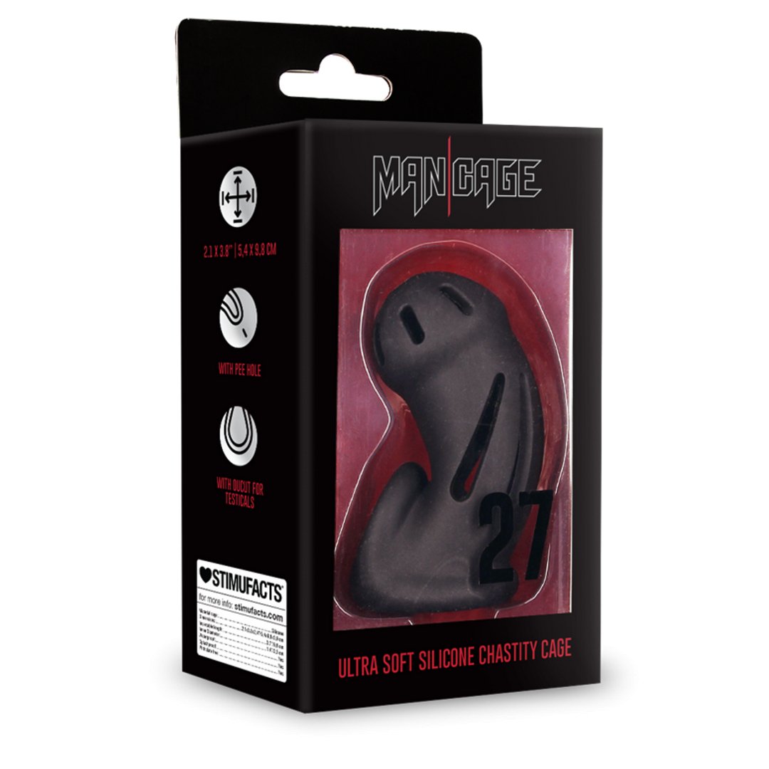 Model 27 - Ultra Soft Silicone Chastity Cage - Black - EroticToyzProducten,Toys,Toys voor Mannen,Peniskooien en Kuisheidsapparaten,,MannelijkManCage by Shots