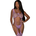 Body Stocking en G - Set - Lavendel - One Size - Pleasureplay Bodysuits TeddiesMagic Silk