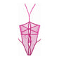 Open Cup Teddy - XL Hot Pink Mesh - Pleasureplay Bodysuits TeddiesAllure
