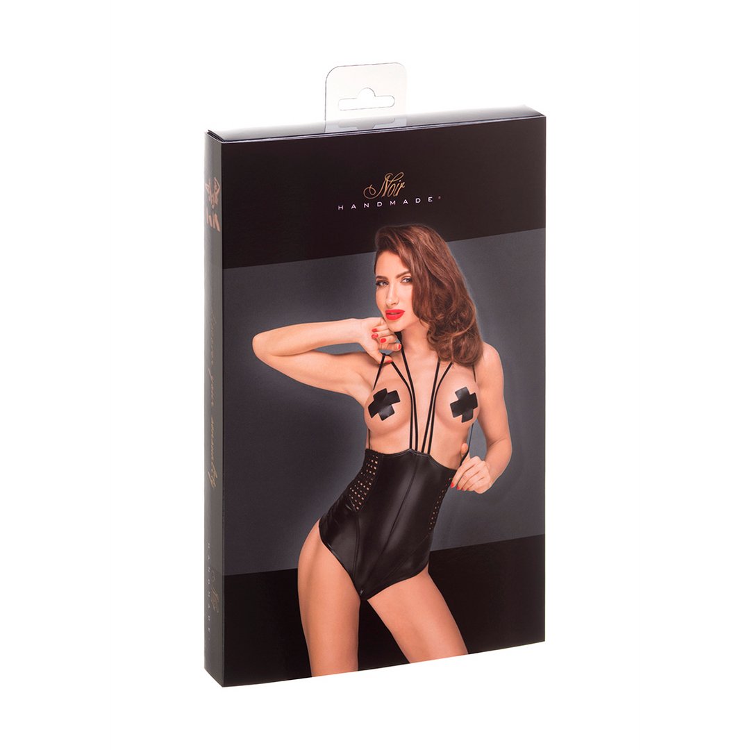 Noir Handmade Wetlook Body met Multistraps en Open Buste - Zwart - EroticToyzSuper SaleNoir Handmade - Decadence