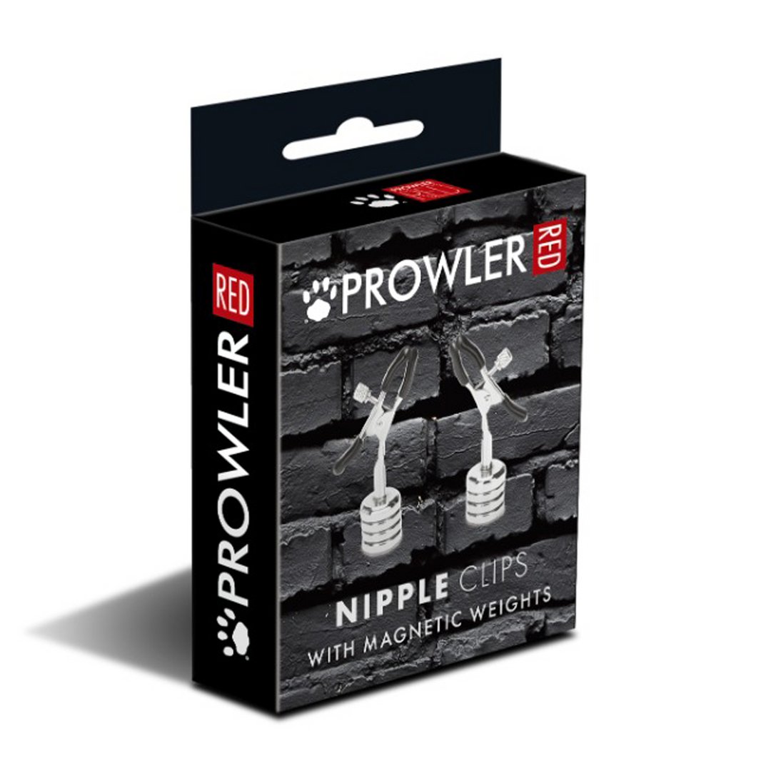 Prowler RED Tepelclips met Magnetische Gewichten - Zilver 8 cm - EroticToyzTepelgewichtenProwler Red