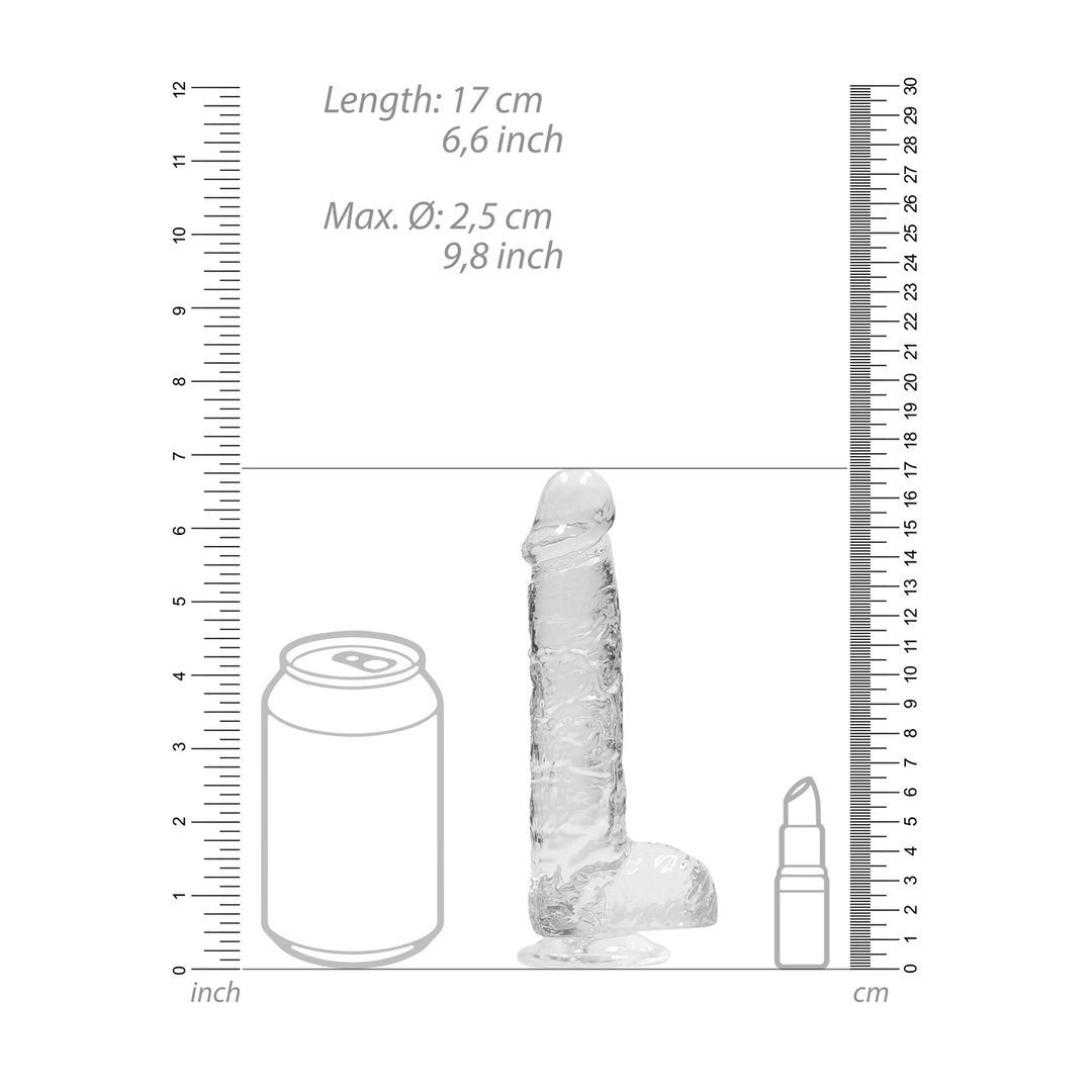 Realistische Dildo met Ballen - 15 cm - REALROCK CRYSTAL CLEAR - EroticToyzProducten,Toys,Dildos,Realistische Dildo's,,GeslachtsneutraalRealRock by Shots