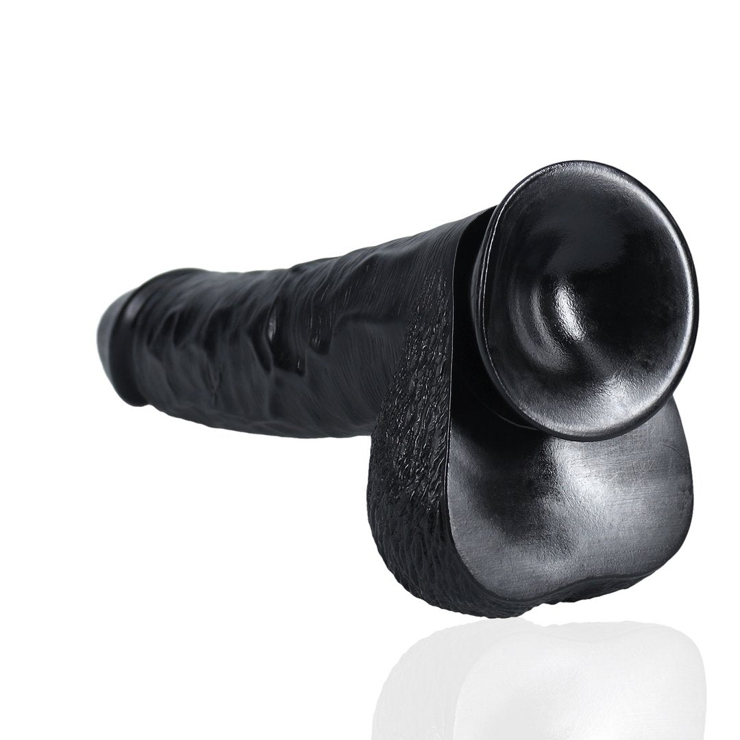 RealRock Dildo 33 cm met Ballen en Zuignap - Zwart - EroticToyzRealistische Dildo'sRealRock by Shots