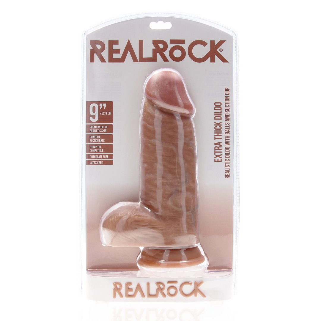 RealRock Dildo Extra Dik met Ballen 23 cm - Tan - EroticToyzRealistische Dildo'sRealRock by Shots