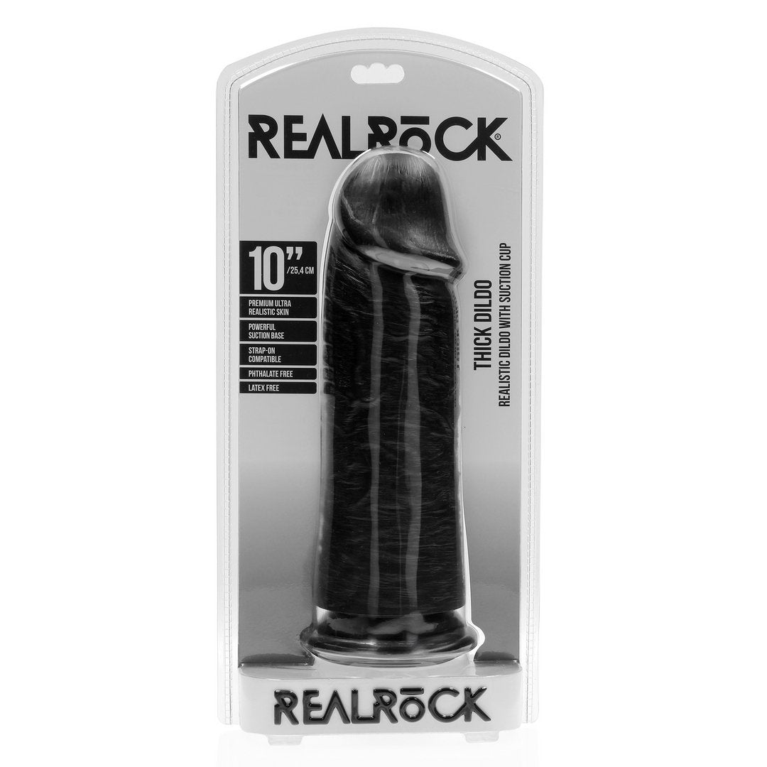 RealRock Dildo Extra Dikke Rechte 25,4 cm - Zwart - EroticToyzRealistische Dildo'sRealRock by Shots