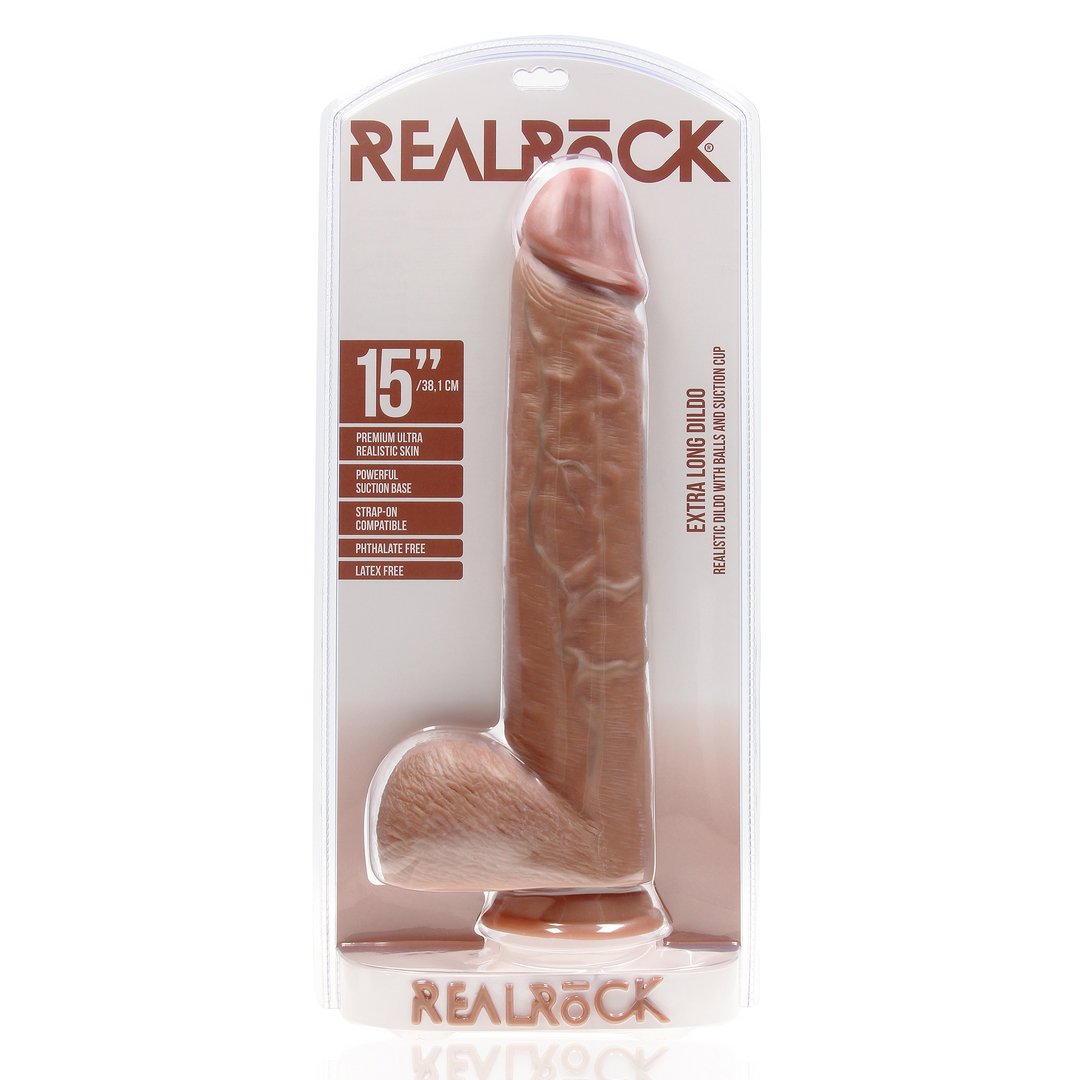 RealRock Rechte Dildo Met Ballen 38 cm - Tan - EroticToyzRealistische Dildo'sRealRock by Shots