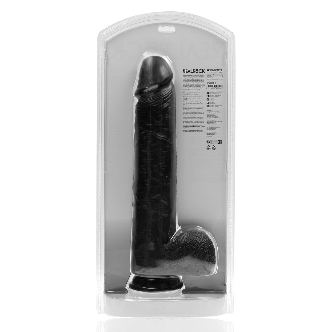 RealRock XXL Dildo Met Ballen 38 cm - Zwart - EroticToyzRealistische Dildo'sRealRock by Shots