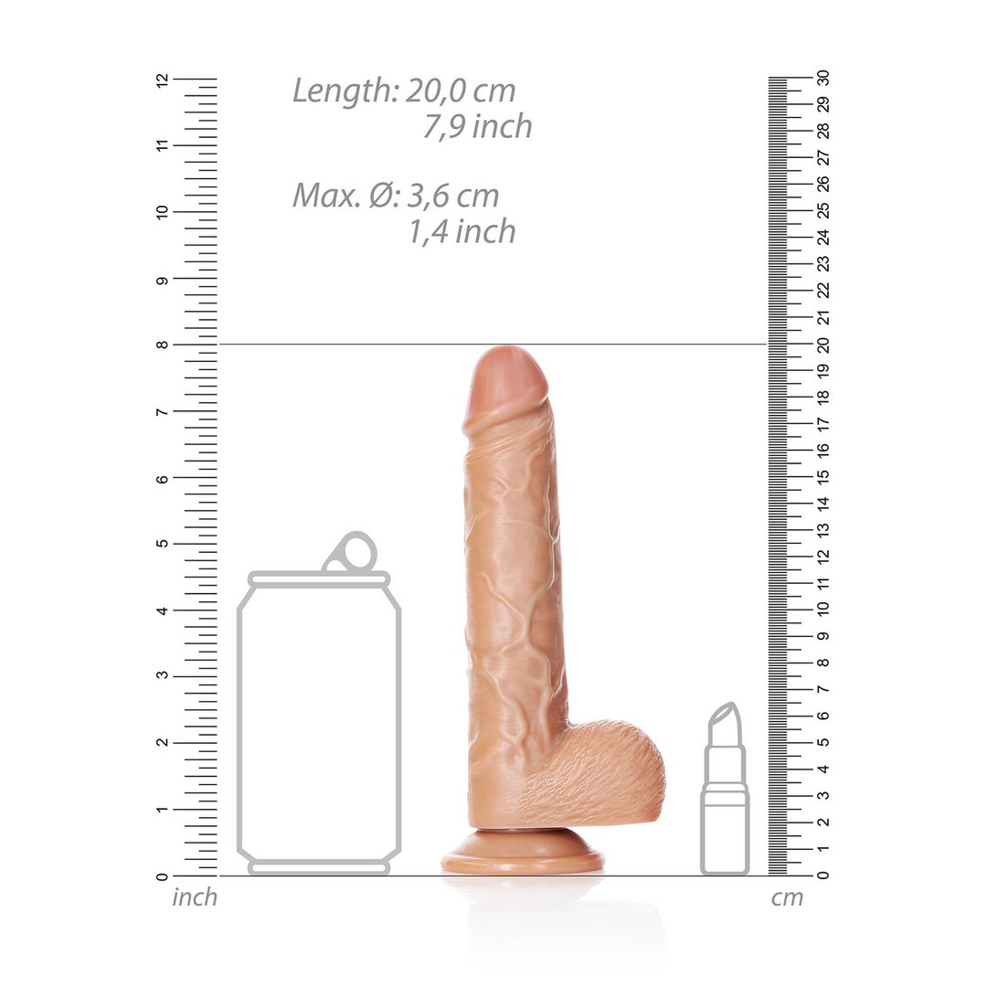 Rechte Realistische Dildo met Ballen en Krachtige Zuignap - 18 cm - EroticToyzProducten,Toys,Dildos,Realistische Dildo's,,GeslachtsneutraalRealRock by Shots