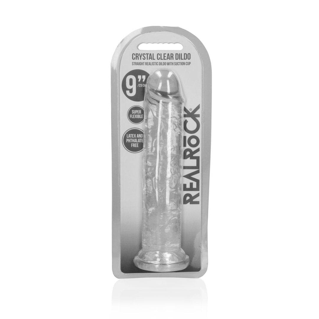 Rechte Realistische Dildo met Zuignap - 23 cm - Transparant Genot - EroticToyzProducten,Toys,Dildos,Realistische Dildo's,,RealRock by Shots